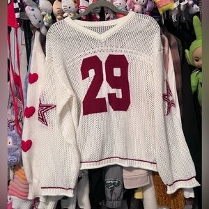 SHEIN White and Red Knit Sweater